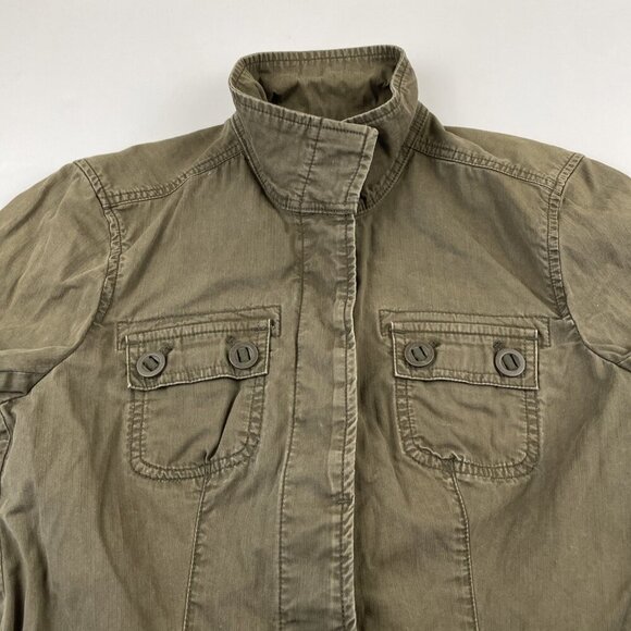 Eddie Bauer Field Jacket Women’s M Military Green Button Up Cotton Canvas - Picture 7 of 9